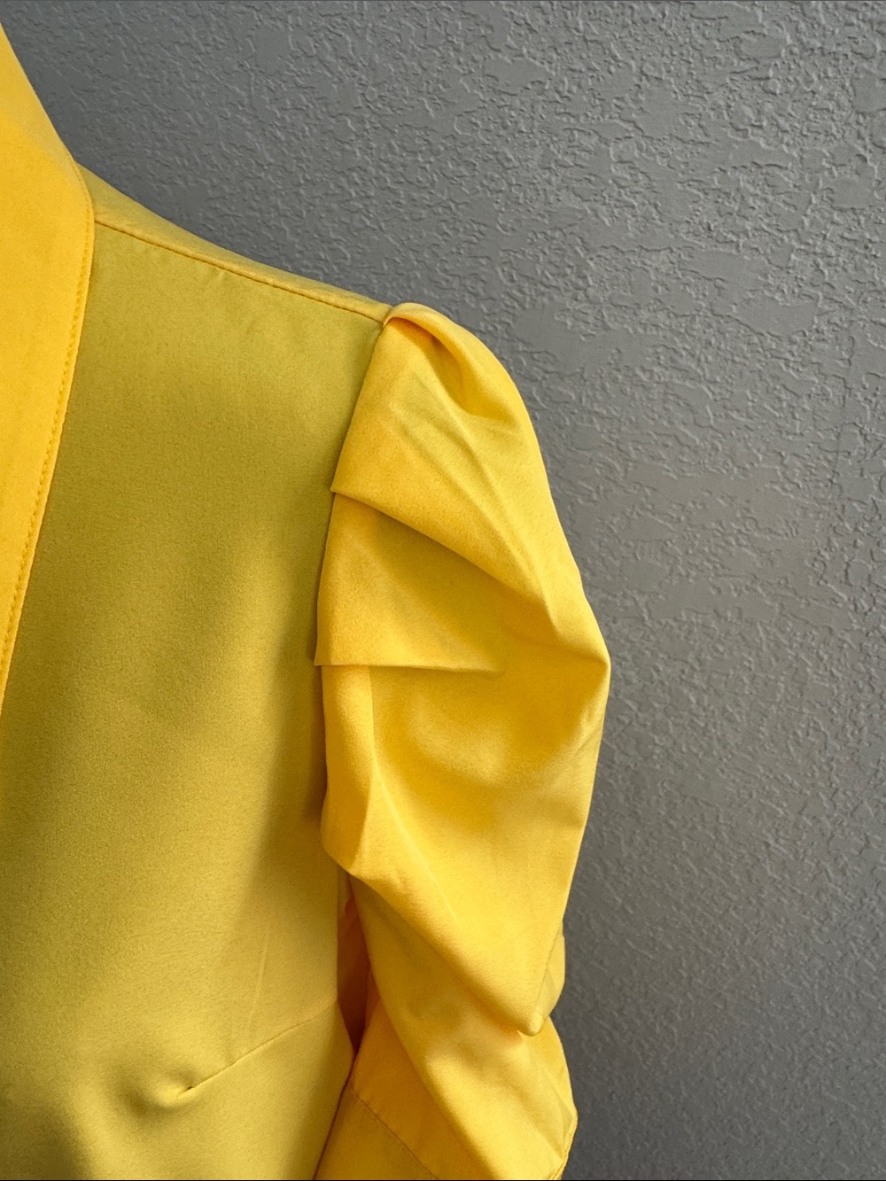 Yellow Puff Sleeve Button-Down Blouse - Picture 3 of 7